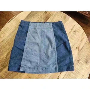 Free People Modern Femme Denim Color Block Mini Skirt Size 2